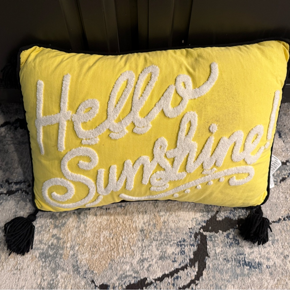 Yellow 'Hello Sunshine' Decorative Pillow
